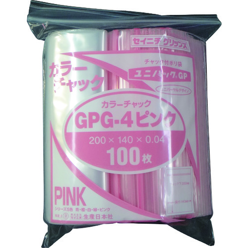 トラスコ中山 セイニチ ユニパック GP G‐4 カラーチャック ピンク（ご注文単位1袋）【直送品】