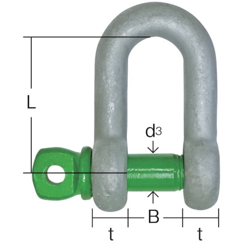 トラスコ中山 大洋 グリーンピンスタンダードシャックル ストレート・捻込 0.33t(3259799)（ご注文単位1個）【直送品】