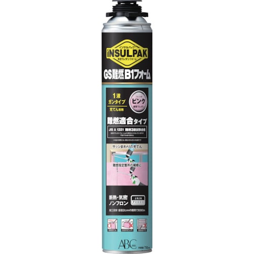 トラスコ中山 ABC 簡易型発泡ウレタンフォーム 1液ガンタイプ インサルパック GS難燃B1フォーム 750ml フォーム色：ピンク（ご注文単位1本）【直送品】