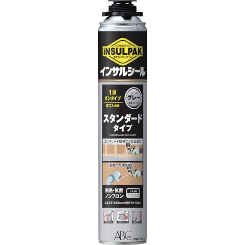 トラスコ中山 ABC 簡易型発泡ウレタンフォーム 1液ガンタイプ インサルパック インサルシール 750ml フォーム色：グレー（ご注文単位1本）【直送品】