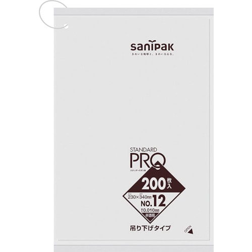 トラスコ中山 サニパック スタンダードポリ袋吊り下げタイプ(0.01mm)12号 200枚（ご注文単位1袋）【直送品】