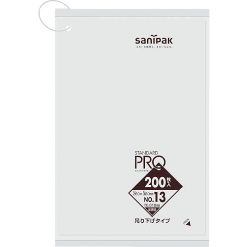 トラスコ中山 サニパック スタンダードポリ袋吊り下げタイプ(0.01mm)13号 200枚（ご注文単位1袋）【直送品】