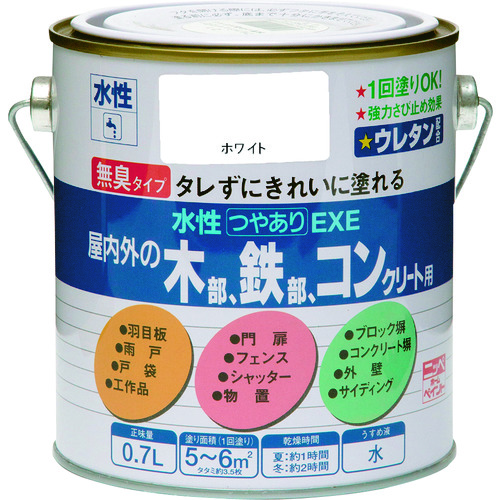 トラスコ中山 ニッぺ 水性つやありEXE 0.7L ホワイト HSU101-0.7（ご注文単位1缶）【直送品】