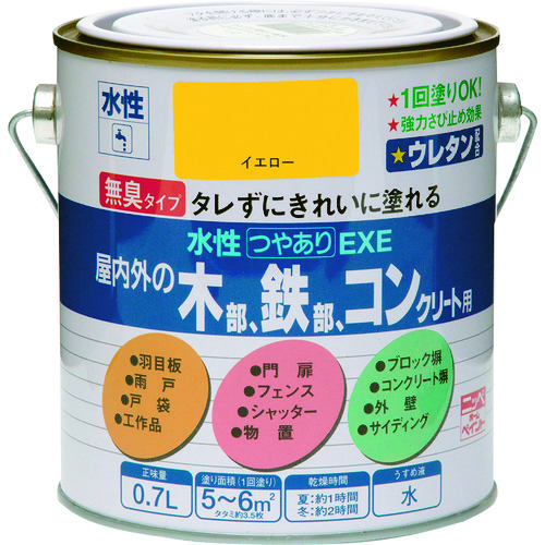 トラスコ中山 ニッぺ 水性つやありEXE 0.7L イエロー HSU108-0.7（ご注文単位1缶）【直送品】