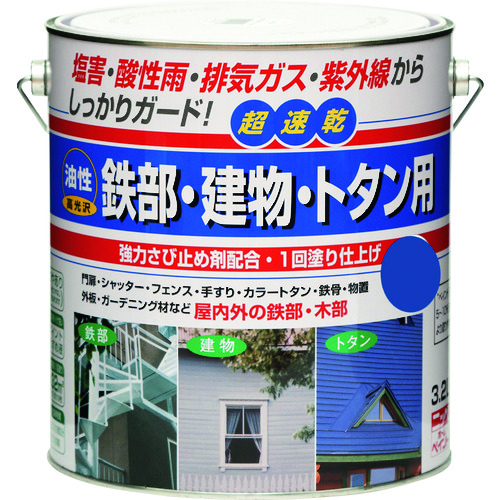 トラスコ中山 ニッぺ 油性鉄部・建物・トタン用 3.2L アオ HUB111-3.2（ご注文単位1缶）【直送品】