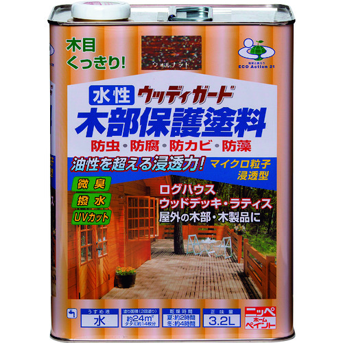 トラスコ中山 ニッぺ 水性ウッディガード 3.2L ウォルナット HW209-3.2（ご注文単位1缶）【直送品】