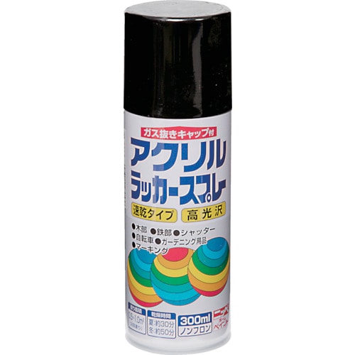 トラスコ中山 ニッぺ アクリルラッカースプレー 300ml ブラック HWE005-300（ご注文単位1本）【直送品】