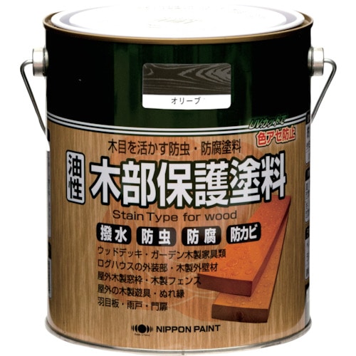 トラスコ中山 ニッぺ 油性木部保護塗料 1.6L オリーブ HYM004－1.6 859-9441  (ご注文単位1缶) 【直送品】