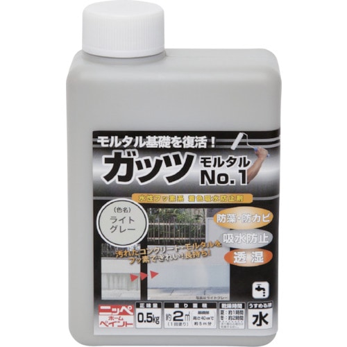 トラスコ中山 ニッぺ ガッツ モルタルNO.1 0.5kg ライトグレー HYR001-0.5（ご注文単位1缶）【直送品】