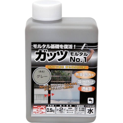 トラスコ中山 ニッぺ ガッツ モルタルNO.1 0.5kg グレー HYR002－0.5 859-9528  (ご注文単位1缶) 【直送品】