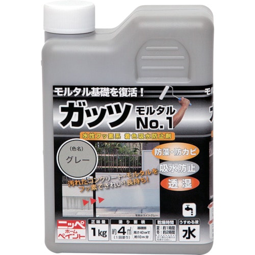 トラスコ中山 ニッぺ ガッツ モルタルNO.1 1kg グレー HYR002－1 859-9529  (ご注文単位1缶) 【直送品】