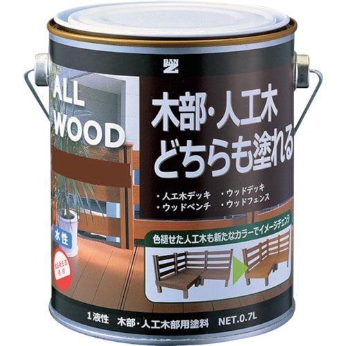 トラスコ中山 BANーZI 木部・人工木用塗料 ALL WOOD 0.7L チーク 09-30F（ご注文単位1缶）【直送品】