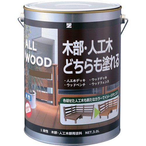 トラスコ中山 BANーZI 木部・人工木用塗料 ALL WOOD 3L オーク 17-40D（ご注文単位1缶）【直送品】