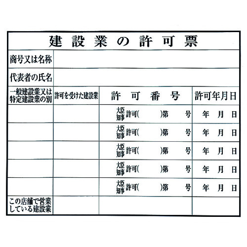 トラスコ中山 光 建設業の許可票 許可番号 224-6064  (ご注文単位1枚) 【直送品】