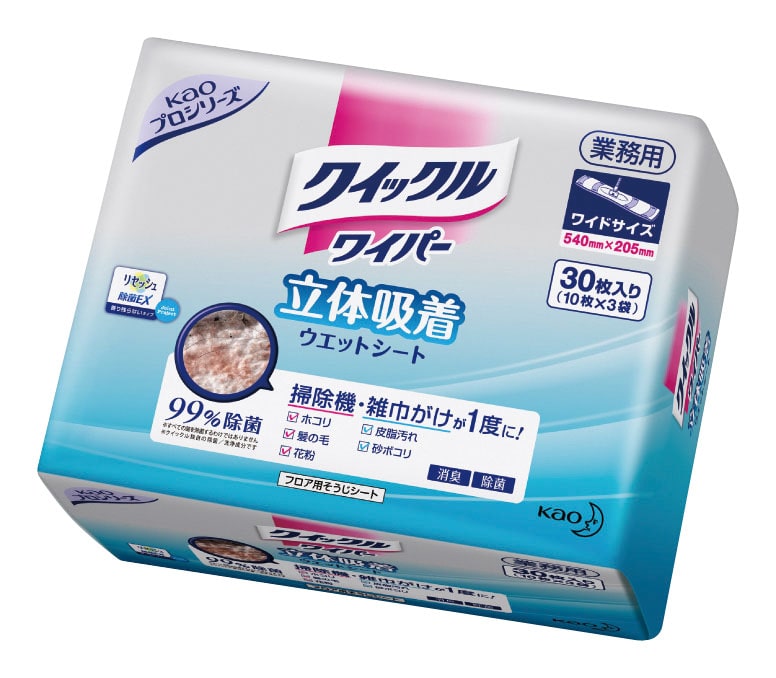 クイックルワイパーワイド立体吸着ウェット シート業務用（30枚入） 1袋（ご注文単位1袋）【直送品】