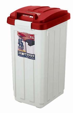 ハンドル付カラー分別ペール 45L　レッド 1個（ご注文単位1個）【直送品】