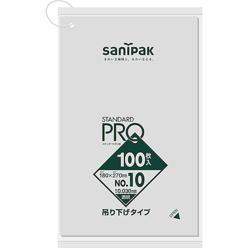 トラスコ中山 サニパック L10Hスタンダードポリ袋吊り下げタイプ(0.03)10号（ご注文単位1袋）【直送品】