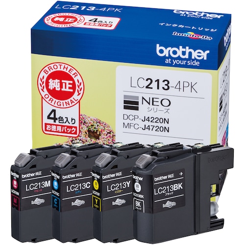 トラスコ中山 ブラザー インクカートリッジ LC213－4PK 4色パック 434-3457  (ご注文単位1パック) 【直送品】