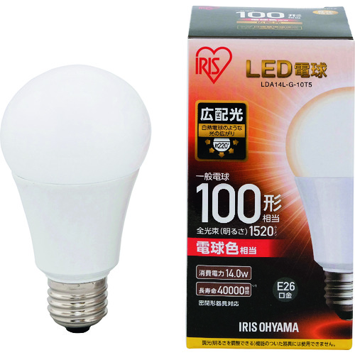 トラスコ中山 IRIS LED電球 E26広配光タイプ 100形相当 電球色 1520lm（ご注文単位1個）【直送品】