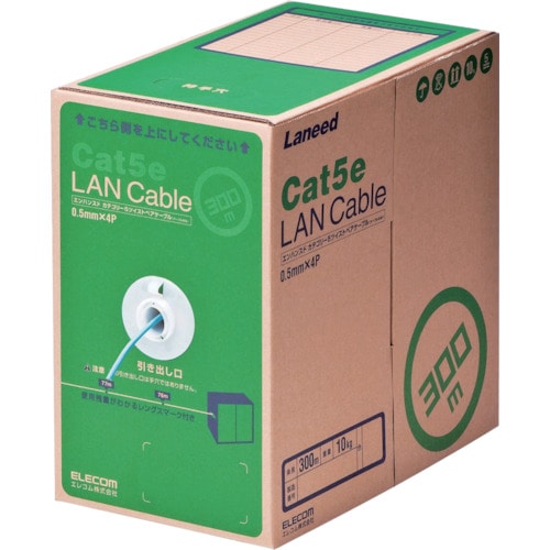 トラスコ中山 エレコム EU RoHS準拠LANケーブル CAT5E 300m ライトブルー（ご注文単位1箱）【直送品】