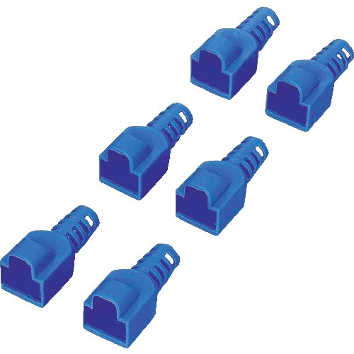 トラスコ中山 エレコム コネクタ保護カバー先付けタイプ/6個(ブルー)（ご注文単位1袋）【直送品】