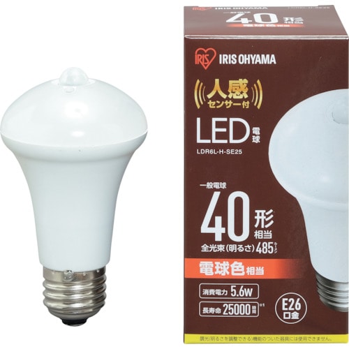 トラスコ中山 IRIS 522541 LED電球人感センサー付 E26 40形相当 電球色(485lm)（ご注文単位1個）【直送品】