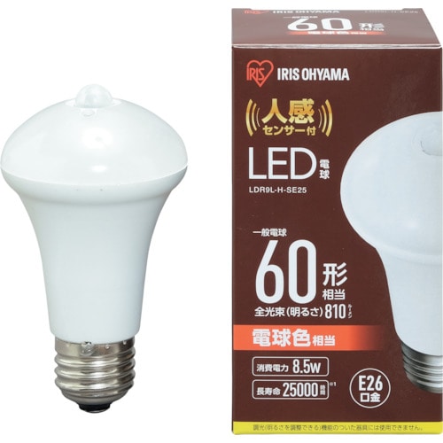 トラスコ中山 IRIS LED電球人感センサー付 E26 60形相当 電球色(810lm)（ご注文単位1個）【直送品】