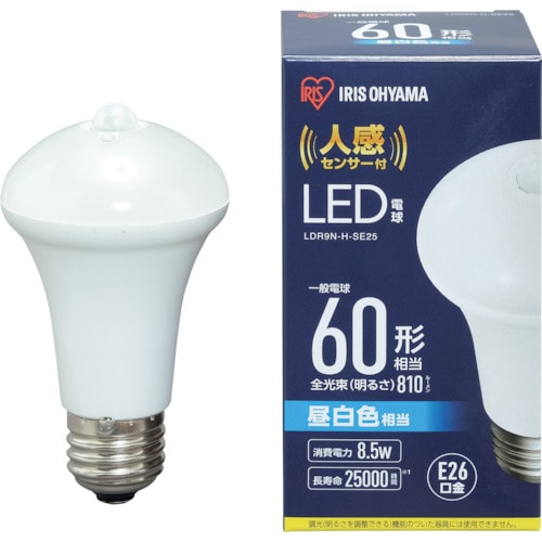 トラスコ中山 IRIS 522542 LED電球人感センサー付 E26 60形相当 昼白色(810lm)（ご注文単位1個）【直送品】