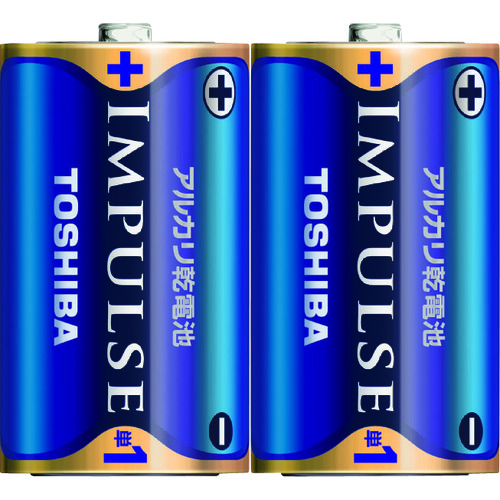 トラスコ中山 東芝 IMPULSE アルカリ乾電池 単一形(2本入り)（ご注文単位5パック）【直送品】