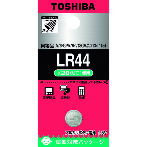 トラスコ中山 東芝 アルカリボタン電池 LR44ECエコパッケージ 204-7775  (ご注文単位1個) 【直送品】