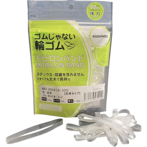 トラスコ中山 日清紡 モビロンバンド80X6X0.4透明/洗浄タイプ33G（ご注文単位1袋）【直送品】