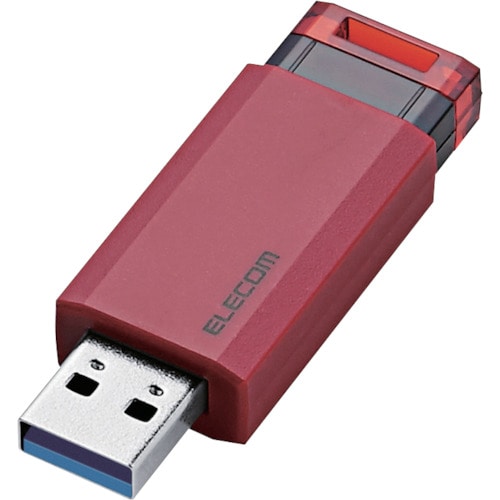 トラスコ中山 エレコム USB3.1（Gen1）対応 ノック式USBメモリ 16GB レッド 124-1126  (ご注文単位1個) 【直送品】