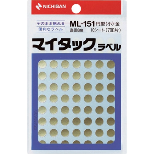 トラスコ中山 ニチバン マイタックラベル(カラーラベル)ml-151金 丸8mm（ご注文単位1パック）【直送品】