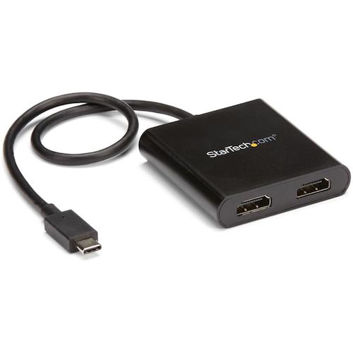 トラスコ中山 スターテック ディスプレイアダプター／USB－C － 2x HDMI／4K30Hz／30cmケーブル／ブラック／MSTハブ 596-0651  (ご注文単位1箱) 【直送品】