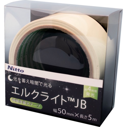 トラスコ中山 日東エルマテ 中輝度蓄光テープ JIS-JB級 0.25mm×50mm×5m グリーン（ご注文単位1巻）【直送品】