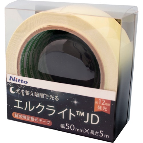 トラスコ中山 日東エルマテ 超高輝度蓄光テープ JIS-JD級 0.6mm×50mm×5m グリーン（ご注文単位1巻）【直送品】