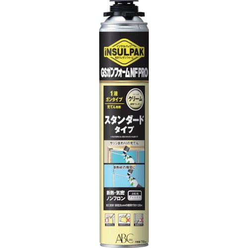 トラスコ中山 ABC 簡易型発泡ウレタンフォーム 1液ガンタイプ インサルパック ガンフォームNFPRO 750ml フォーム色：クリーム（ご注文単位1本）【直送品】