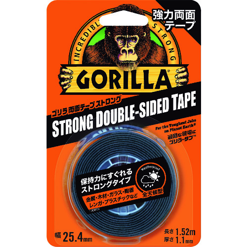 トラスコ中山 KURE 強力両面テープ ゴリラ両面テープ ストロング 25.4mm×1.52m×厚さ1.1mm（ご注文単位1巻）【直送品】