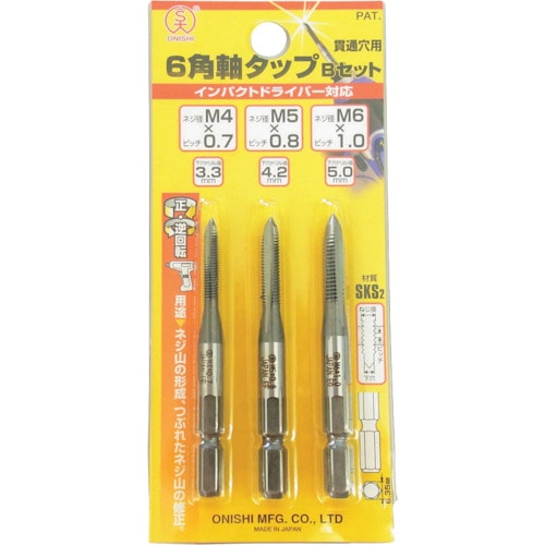 トラスコ中山 大西 6角軸タップセットBセット（ご注文単位1セット）【直送品】