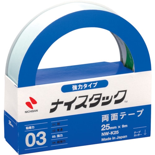 トラスコ中山 ニチバン 両面テープ ナイスタック強力タイプ NW-K25 25mmX9m（ご注文単位1巻）【直送品】