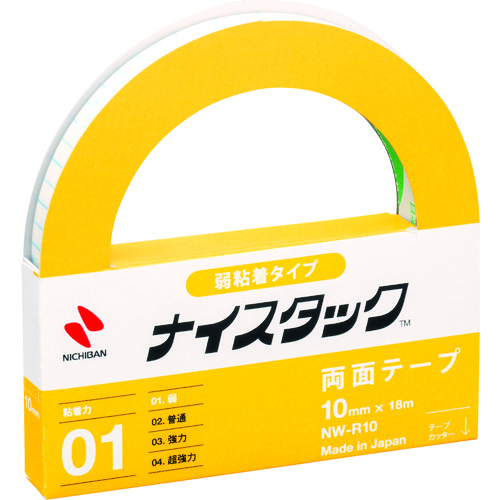 トラスコ中山 ニチバン 両面テープ ナイスタック弱粘着タイプ NW-R10 10mmX18m（ご注文単位1巻）【直送品】