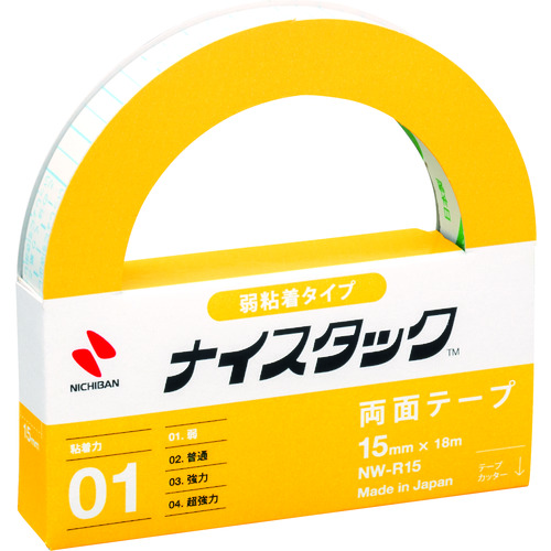 トラスコ中山 ニチバン 両面テープ ナイスタック弱粘着タイプ NW－R15 15mmX18m 123-1492  (ご注文単位1巻) 【直送品】