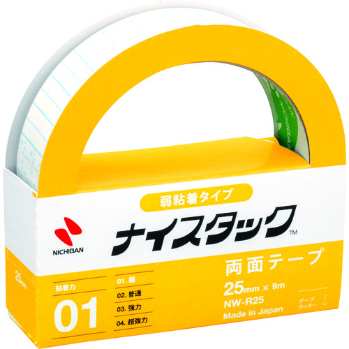 トラスコ中山 ニチバン 両面テープ ナイスタック弱粘着タイプ NW-R25 25mmX9m（ご注文単位1巻）【直送品】