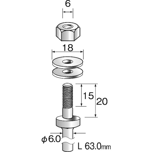 トラスコ中山 ミニモ マンドレール φ6.0穴用 (3本入)（ご注文単位1袋）【直送品】