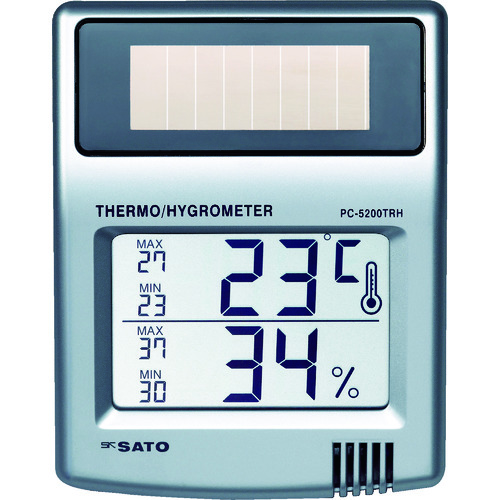 トラスコ中山 佐藤 ソーラーデジタル温湿度計 PC-5200TRH(1050-10)（ご注文単位1個）【直送品】