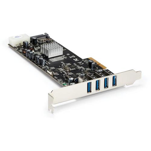 トラスコ中山 スターテック USB増設カード/PCIe 2.0 - 4x USB-A/5Gbps/SATA・LP4電源（ご注文単位1箱）【直送品】