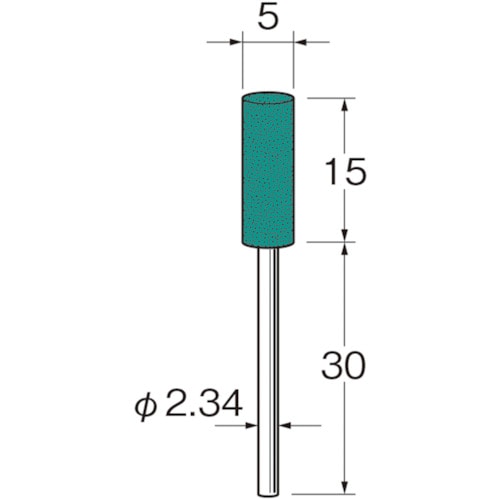 トラスコ中山 リューター 軸付グリーンカーボランダムゴム砥石外径(mm)：5粒度(#)：220（ご注文単位1袋）【直送品】