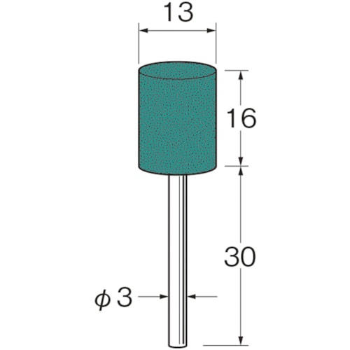 トラスコ中山 リューター 軸付グリーンカーボランダムゴム砥石外径(mm)：13粒度(#)：220（ご注文単位1袋）【直送品】
