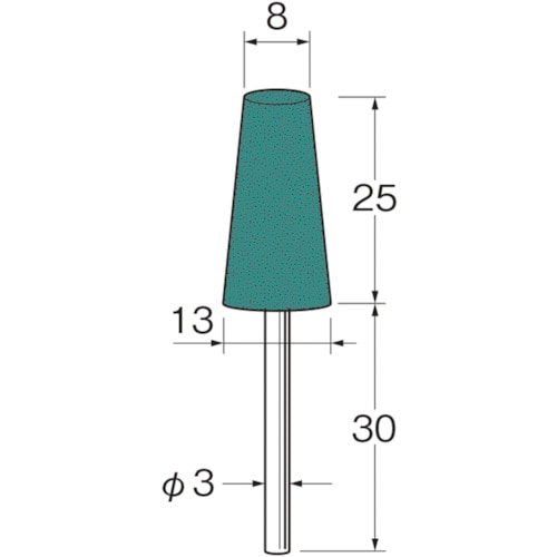 トラスコ中山 リューター 軸付グリーンカーボランダムゴム砥石外径(mm)：8粒度(#)：220（ご注文単位1袋）【直送品】