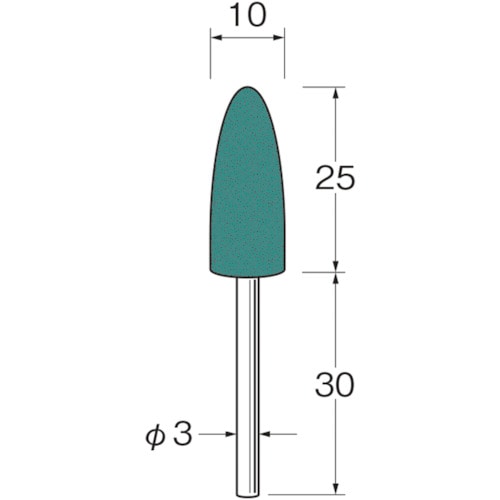 トラスコ中山 リューター 軸付グリーンカーボランダムゴム砥石外径（mm）：10粒度（＃）：220 128-2667  (ご注文単位1袋) 【直送品】
